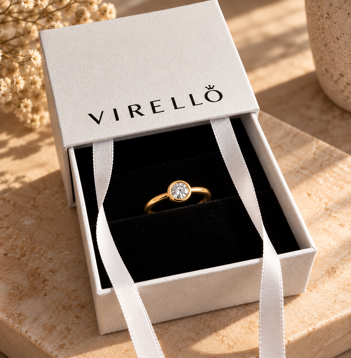 Anillo Elara en caja Virello